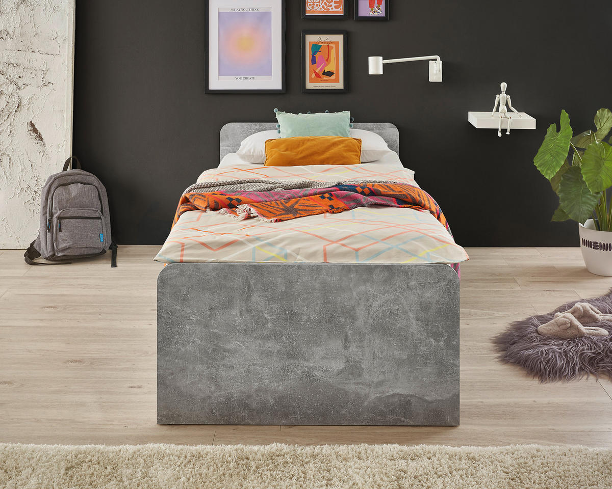 Jugendbett Matino Beton Liegefläche B/L: ca. 90x200 cm Matino - Beton/weiß (90,00/200,00cm)