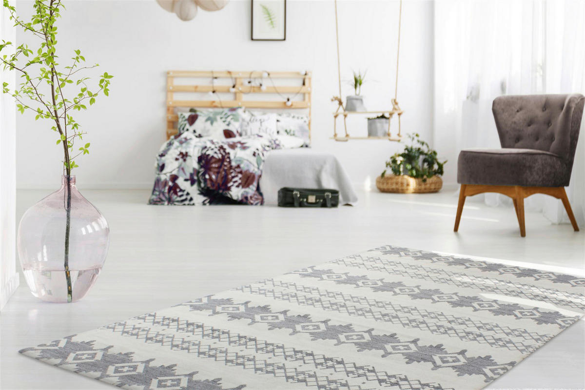Kayoom Kurzflorteppich Mirage 410 grau B/L: ca. 80x150 cm Mirage 410 - grau/elfenbein (80,00/150,00cm) - Kayoom