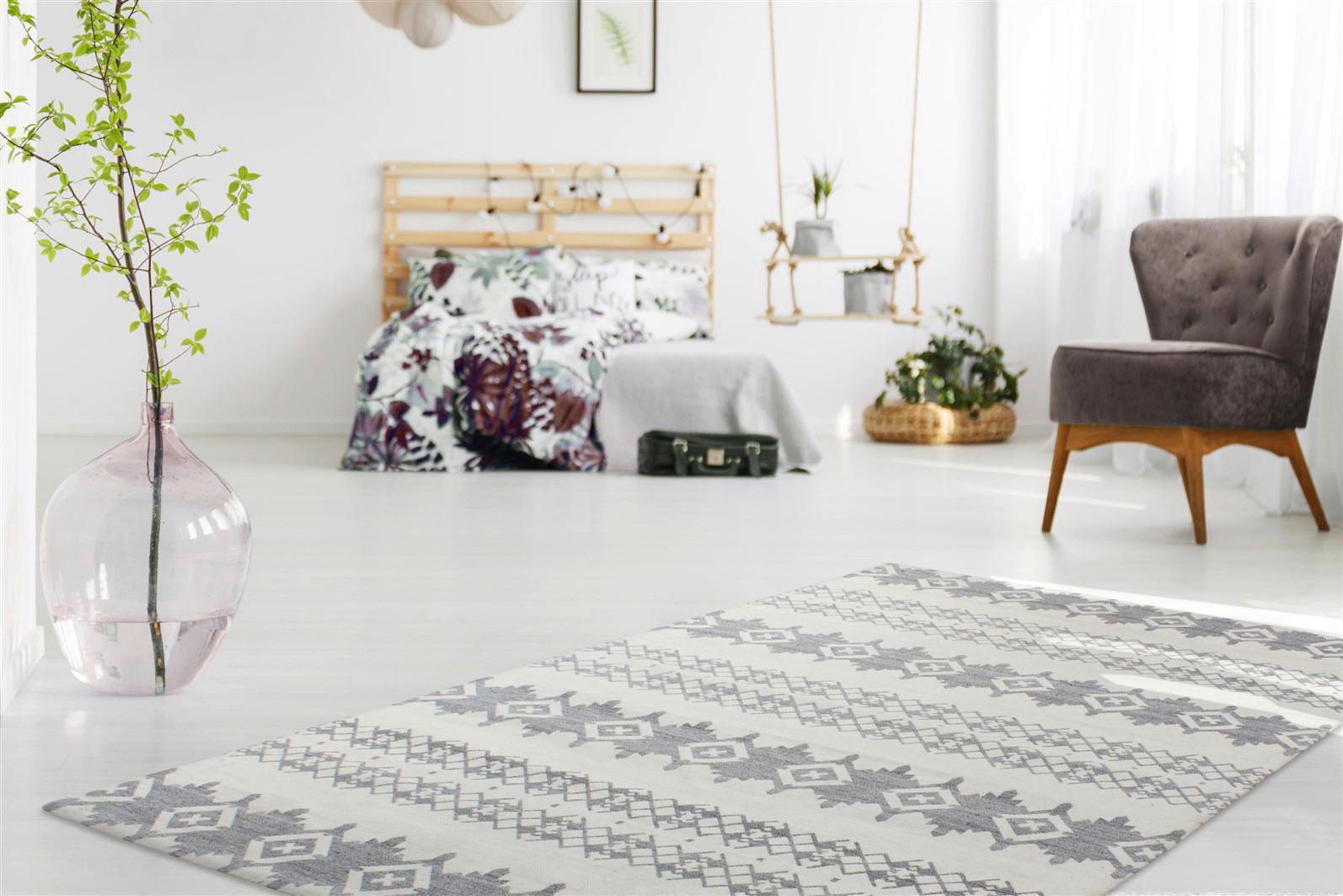 Thumbnail - Kayoom Kurzflorteppich Mirage 410 grau B/L: ca. 80x150 cm