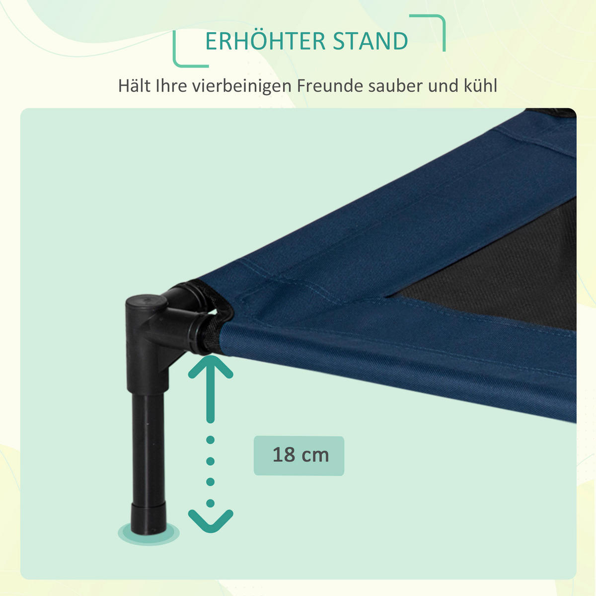 PawHut Hunde-Zubehör blau Edelstahl B/H/L: ca. 61x76x18 cm Hundebett - blau (18,00/61,00/76,00cm) - PawHut