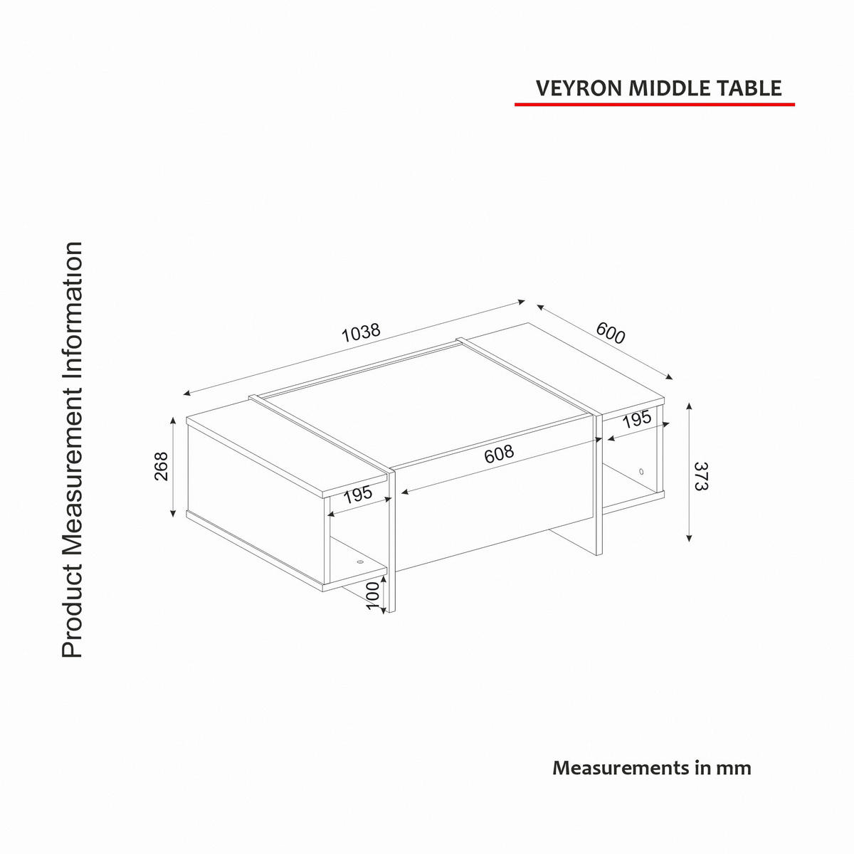 Couchtisch Veyron beige granit Optik B/H/T: ca. 103,8x37,7x60 cm Veyron - beige/granit (103,80/37,70/60,00cm) - moebel17
