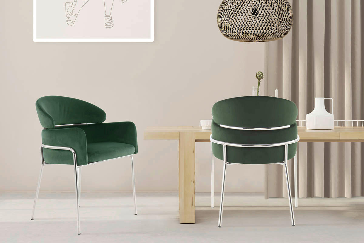 Stuhl Elva 101 grün Microfaser B/H/T: ca. 58x79x57 cm Elva 101 - grün/silber (58,00/79,00/57,00cm) - 360 Living