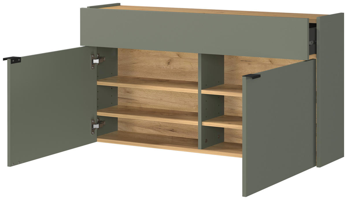 Garderobe 7937-629 grün Eiche Navarra Nachbildung B/H/T: ca. 110x200x22 cm 7937-629 - Eiche/grün (110,00/200,00/22,00cm) - Germania