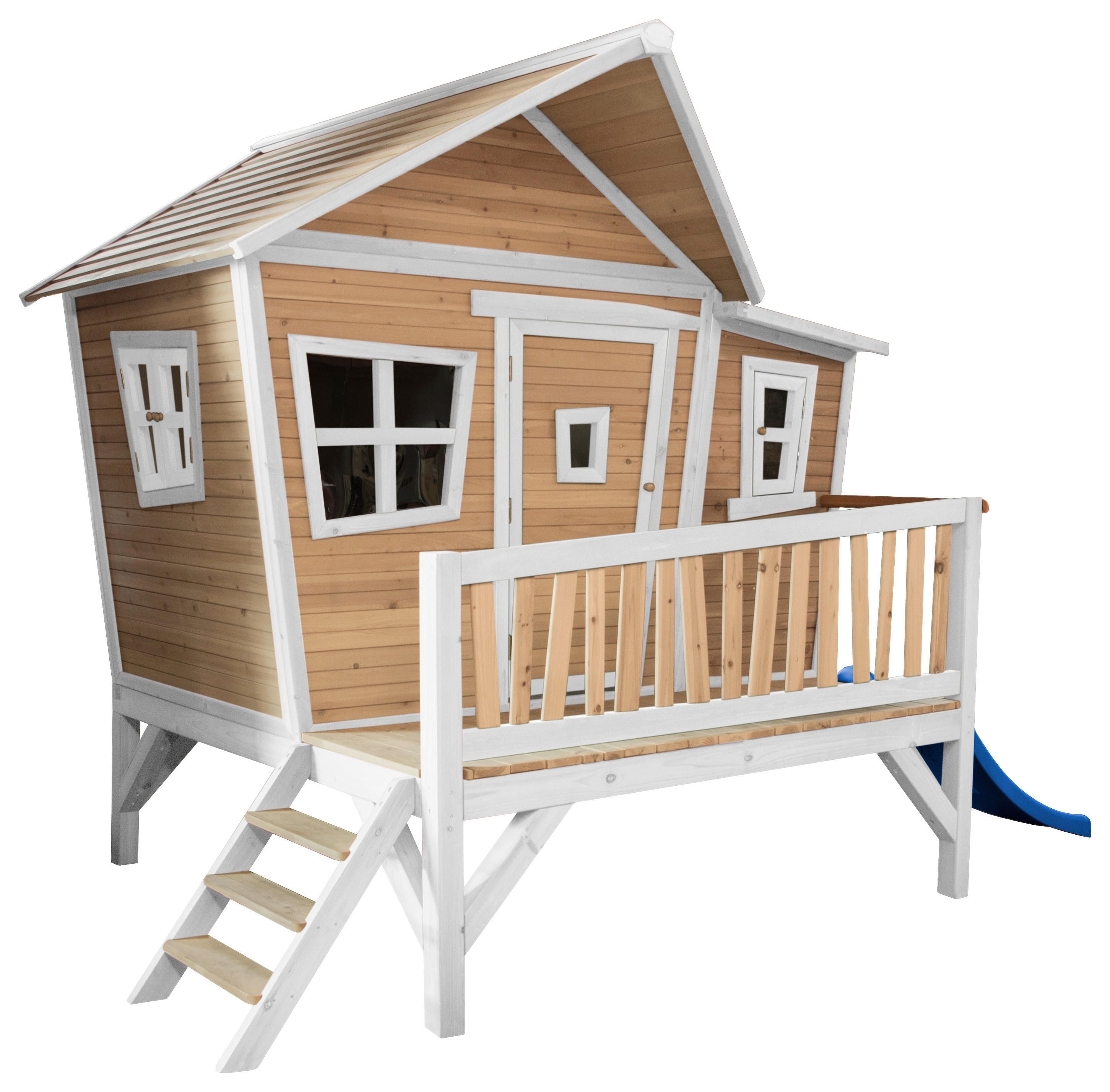 AXI Spielhaus Emma braun B/H/L: ca. 349x227x193 cm Emma - braun/blau (193,00/349,00/227,00cm) - AXI