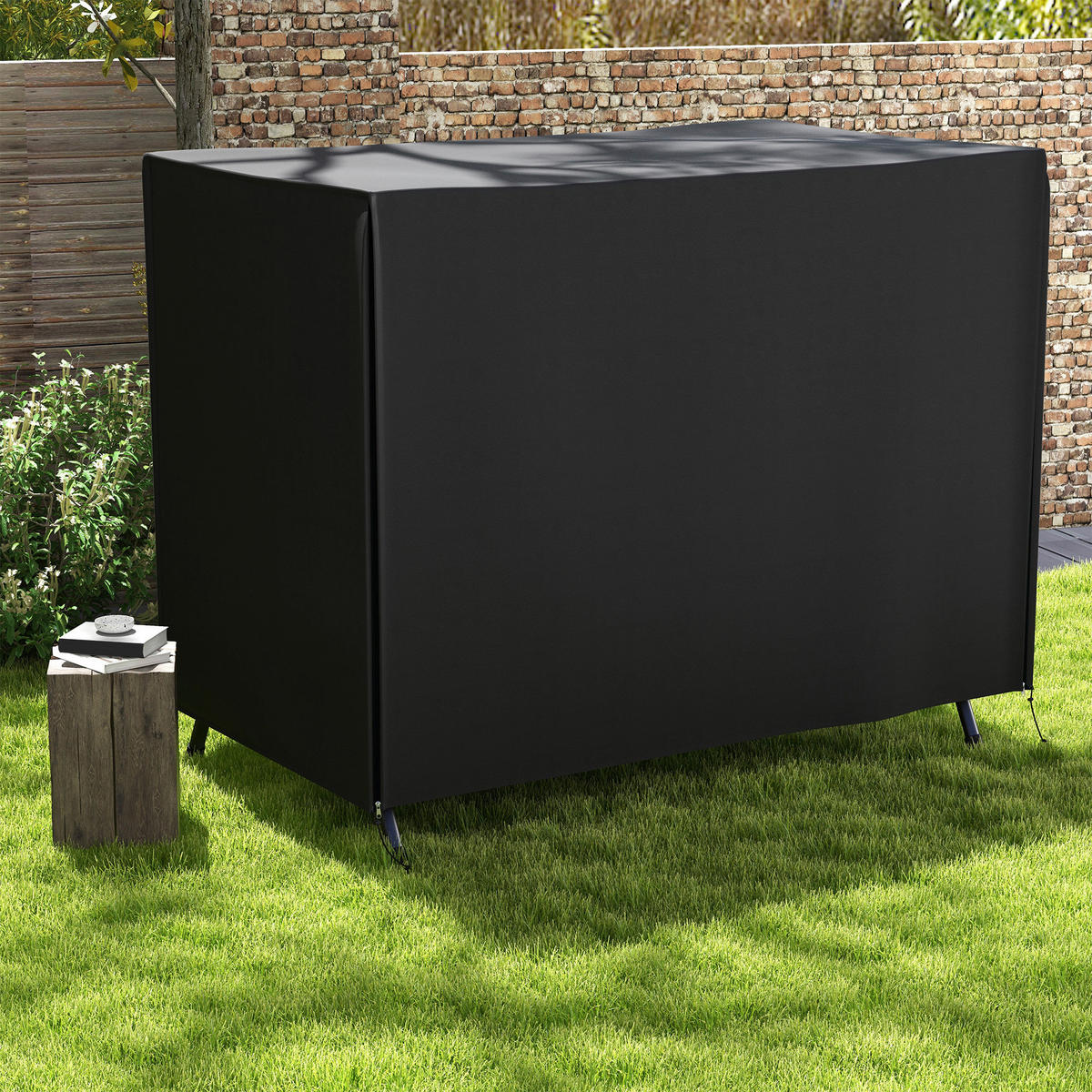 Outsunny Abdeckplane schwarz Polyester B/H/L: ca. 124x164x205 cm Abdeckung für Schaukel - schwarz (205,00/124,00/164,00cm) - Outsunny