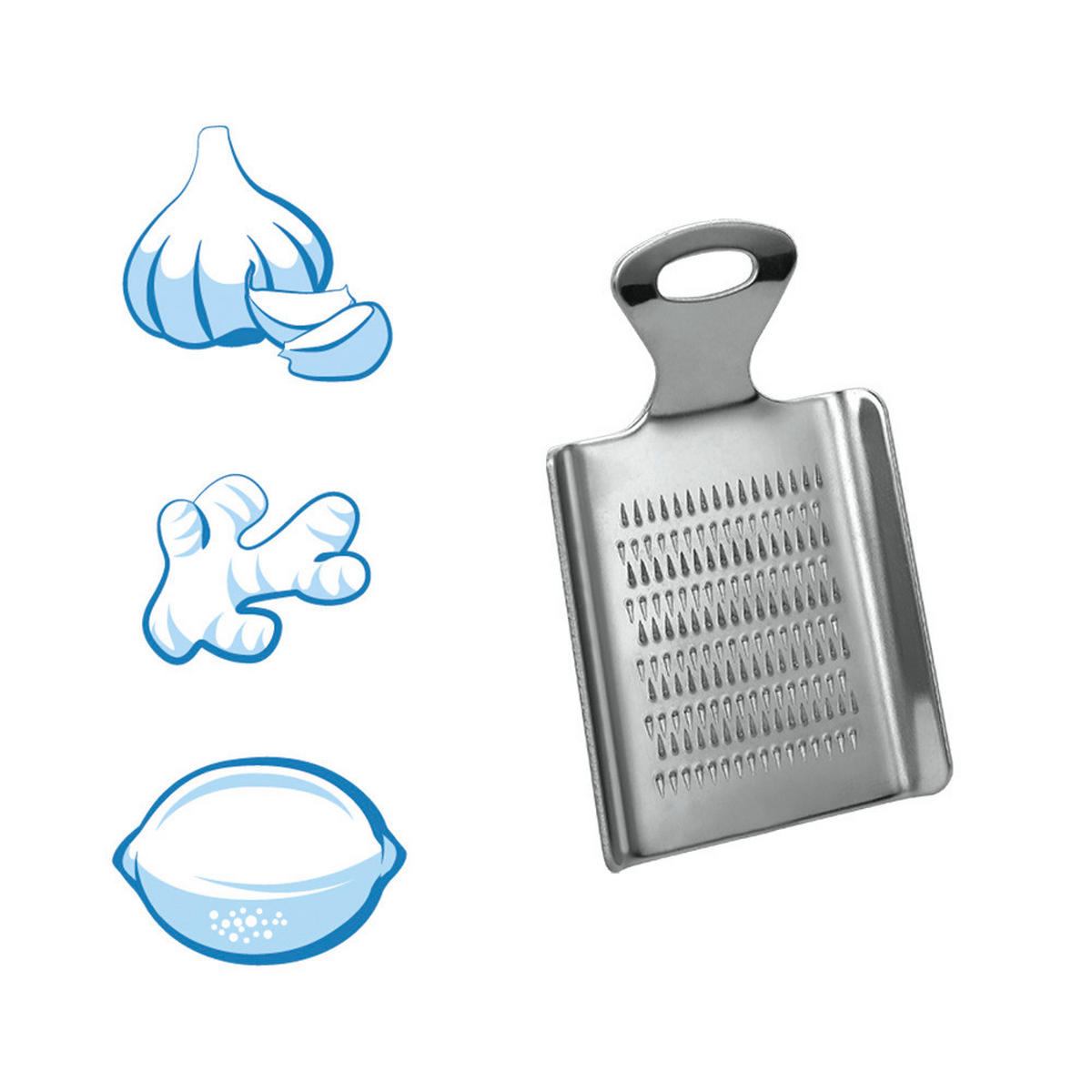 Metaltex Reibe silber Edelstahl B/H/L: ca. 8x16x9,5 cm Mini-Reibe - silber (9,50/8,00/16,00cm) - Metaltex