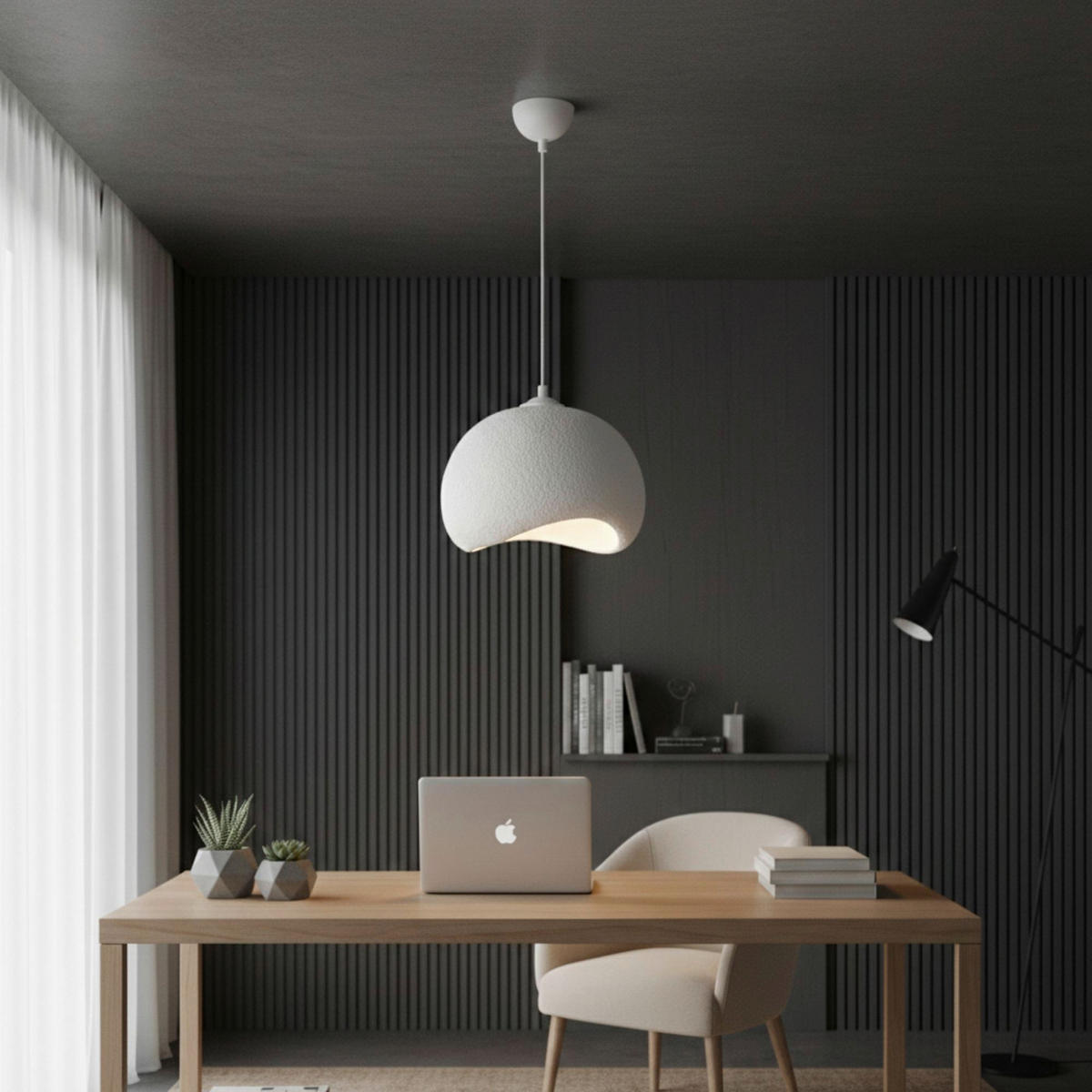 Opviq Pendelleuchte weiß Metall Polyester-Mischgewebe B/H/L: ca. 29x120x34 cm E27 1 Brennstellen Yontu - 15850 - weiß (34,00/29,00/120,00cm) - Opviq