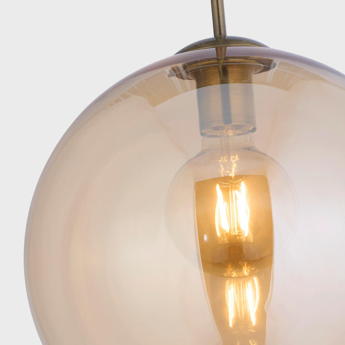 Searchlight Pendelleuchte messing Glas Stahl B/H/D: ca. 30x120x30 cm E27 1 Brennstellen Balls - messing (30,00/120,00cm) - Searchlight