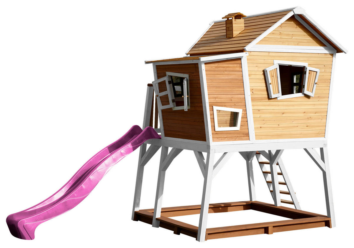 AXI Spielhaus Max braun B/H/L: ca. 432x288x193 cm Max - braun/lila (193,00/432,00/288,00cm) - AXI