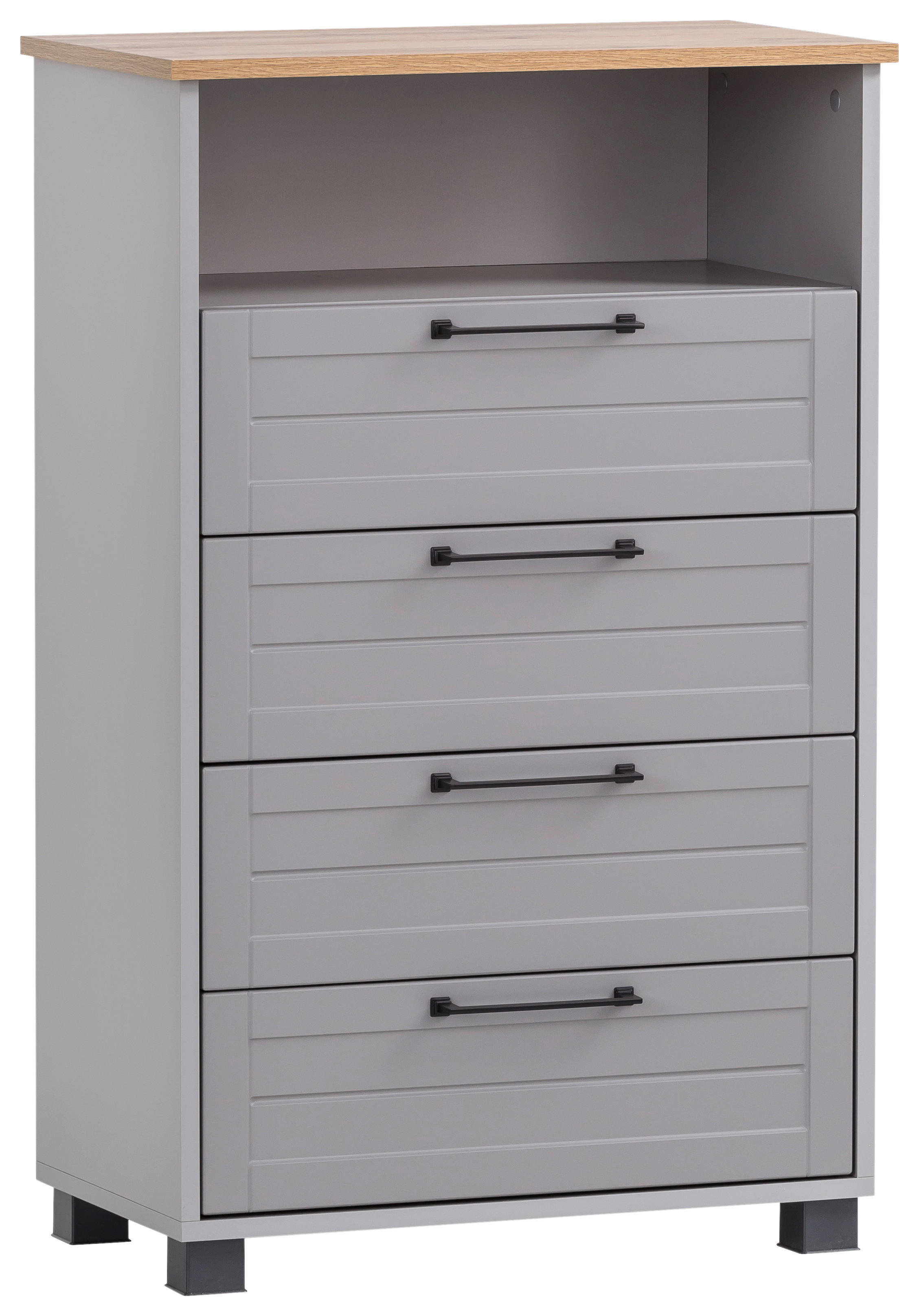 Midischrank Jelda platin grau Eiche Landhaus Nachbildung B/H/T: ca. 62,4x102x34,1 cm