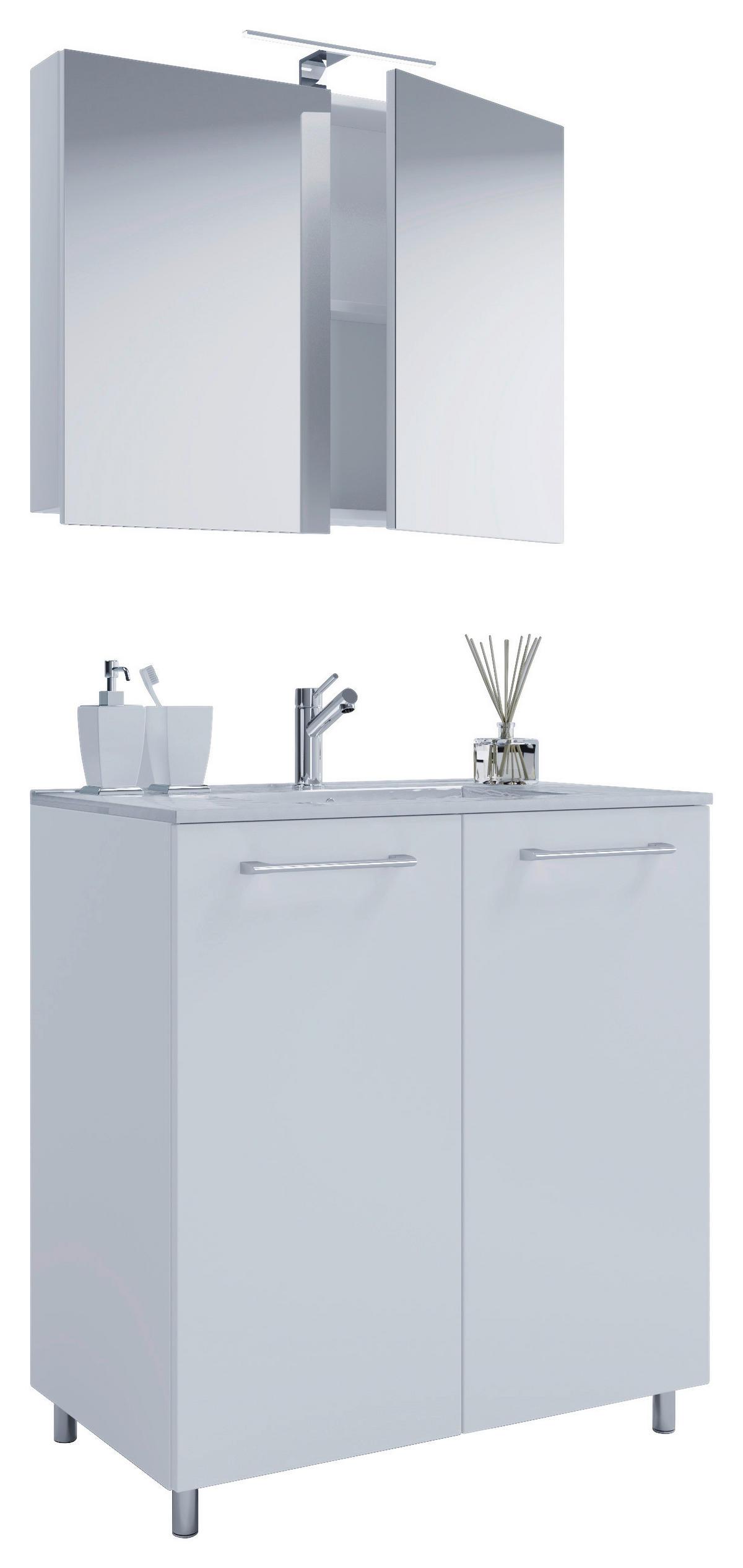 Waschplatz 3tlg-Gilos weiß B/H/T: ca. 80x86x46 cm 3tlg-Gilos - weiß (80,00/86,00/46,00cm) - VCM Möbel