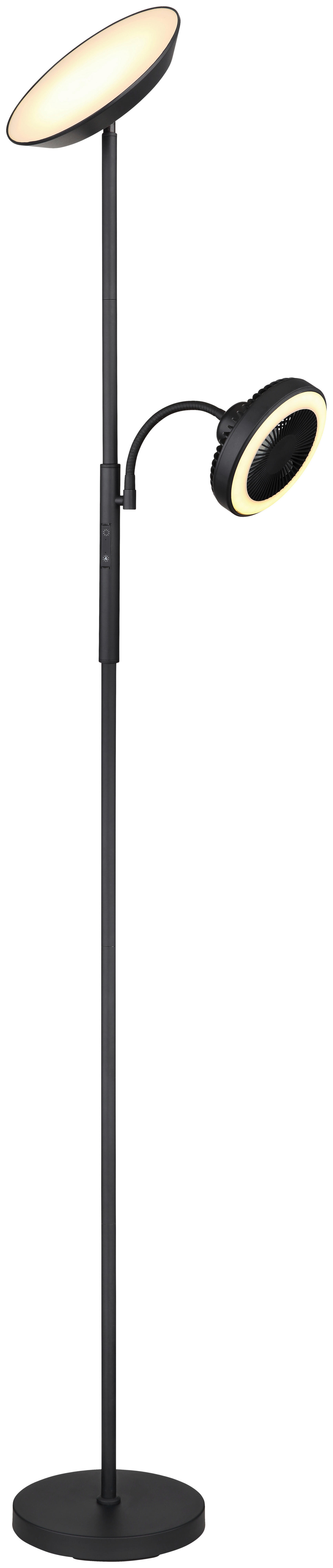 GLOBO Deckenfluter mattschwarz Chrom Metall Kunststoff B/H/T: ca. 25x178x33,7 cm DAVYD - mattschwarz/Chrom (25,00/178,00/33,70cm) - GLOBO