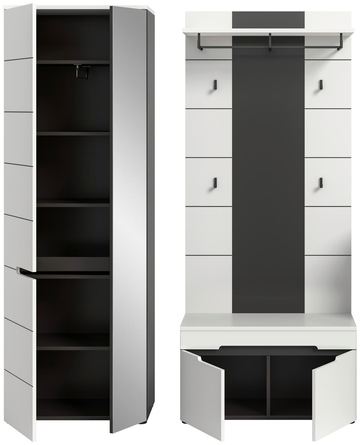 Garderobe Canu basaltgrau Nachbildung weiß B/H/T: ca. 160x190x37 cm Canu - weiß/basaltgrau (160,00/190,00/37,00cm) - xonox.home