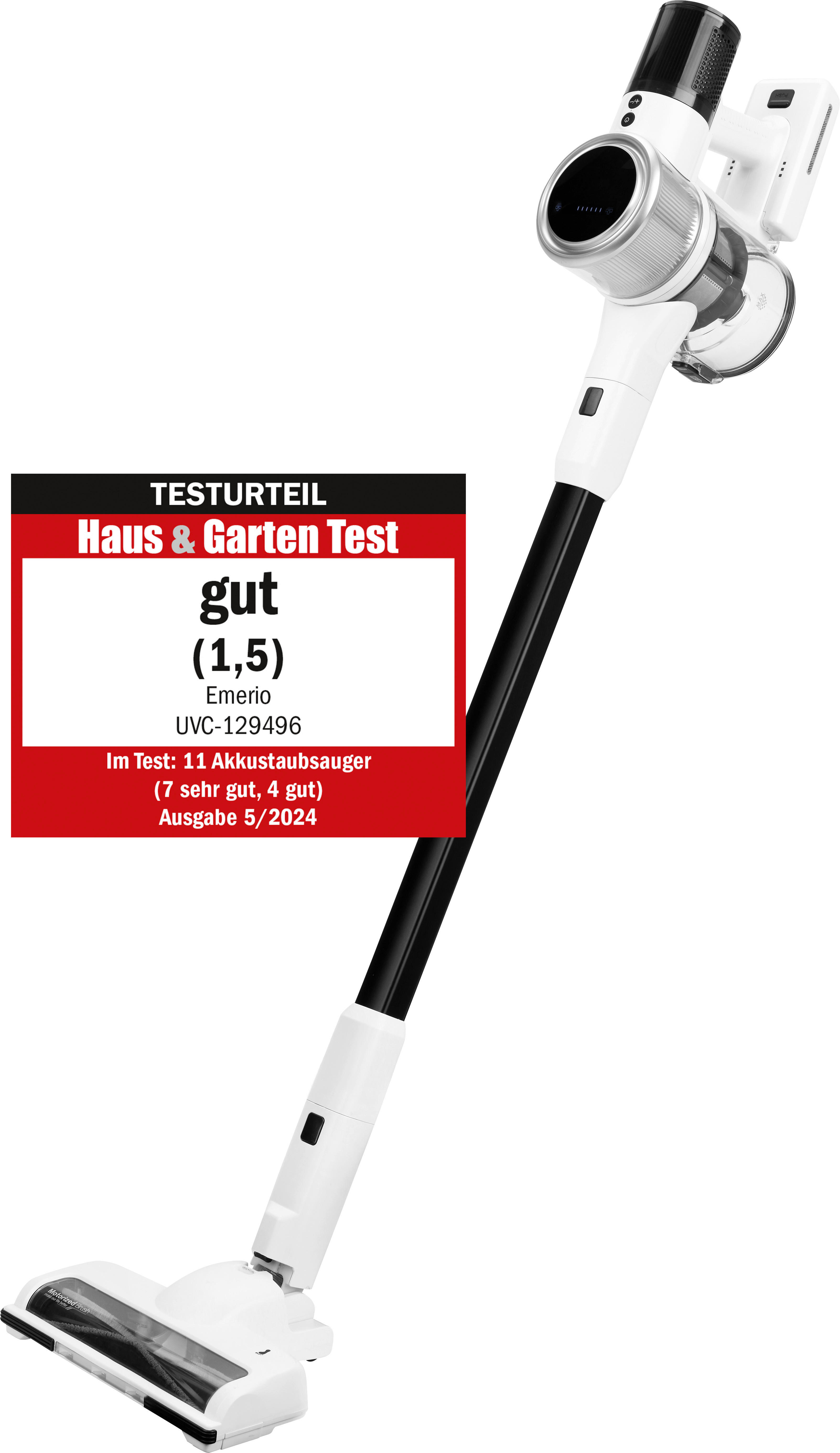 Emerio Handstaubsauger UVC-129496 weiß schwarz Kunststoff B/H/T: ca. 21x113x25 cm Handstaubsauger UVC-129496 - weiß/schwarz (21,00/113,00/25,00cm) - Emerio