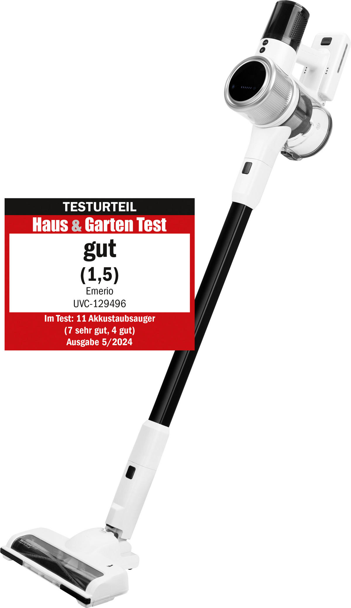 Emerio Handstaubsauger UVC-129496 weiß schwarz Kunststoff B/H/T: ca. 21x113x25 cm Handstaubsauger UVC-129496 - weiß/schwarz (21,00/113,00/25,00cm) - Emerio