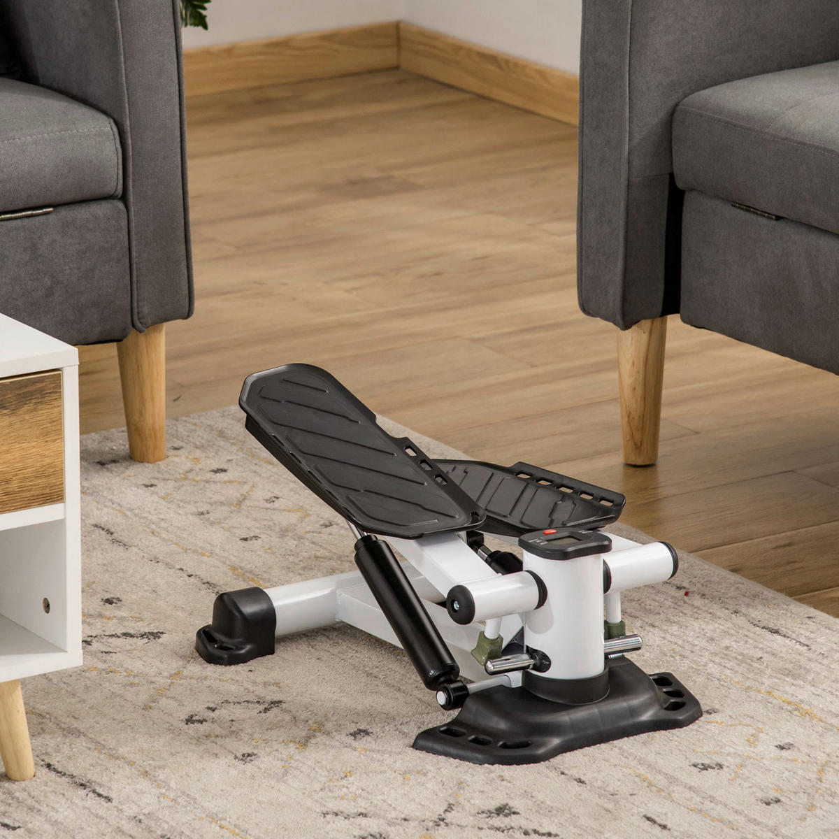 HOMCOM Fitness-Zubehör schwarz Polypropylen B/H/L: ca. 34x48x21 cm Mini_Stepper - weiß/schwarz (21,00/34,00/48,00cm) - HOMCOM