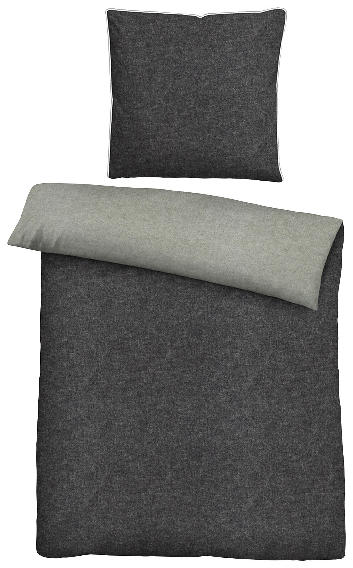 Baumwoll Bettwäsche Flanell Wendebettwäsche_Flanell 155x220 - Titanium/grau (155,00/220,00cm)