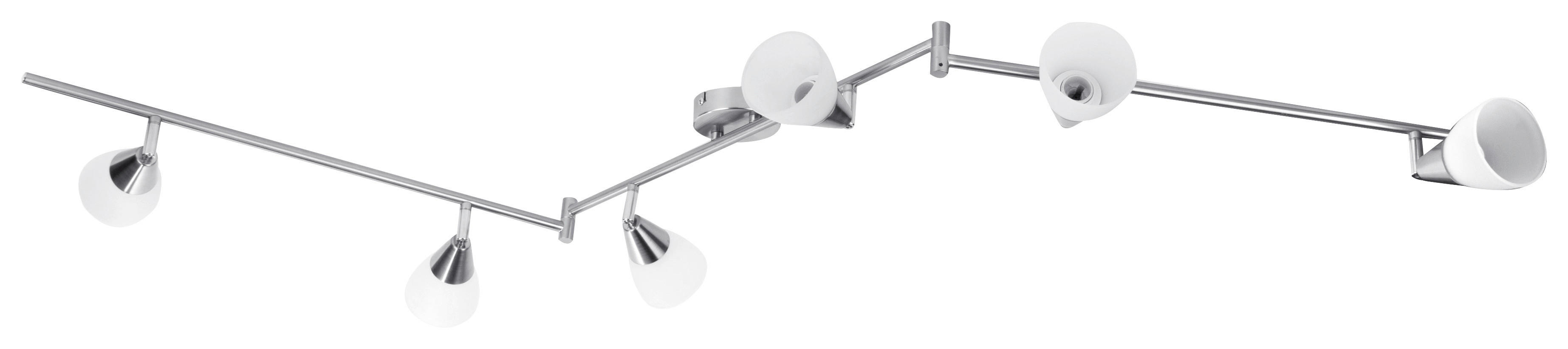 POCOline Spotschiene nickel matt weiß Metall Glas B/H/L: ca. 9x21x180 cm E14 6 Brennstellen Tadea - weiß/nickel matt (180,00/9,00/21,00cm) - POCOline