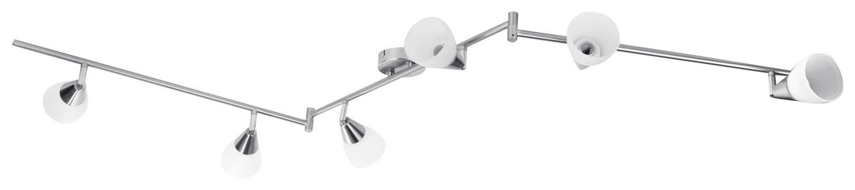POCOline Spotschiene nickel matt weiß Metall Glas B/H/L: ca. 9x21x180 cm E14 6 Brennstellen Tadea - weiß/nickel matt (180,00/9,00/21,00cm) - POCOline