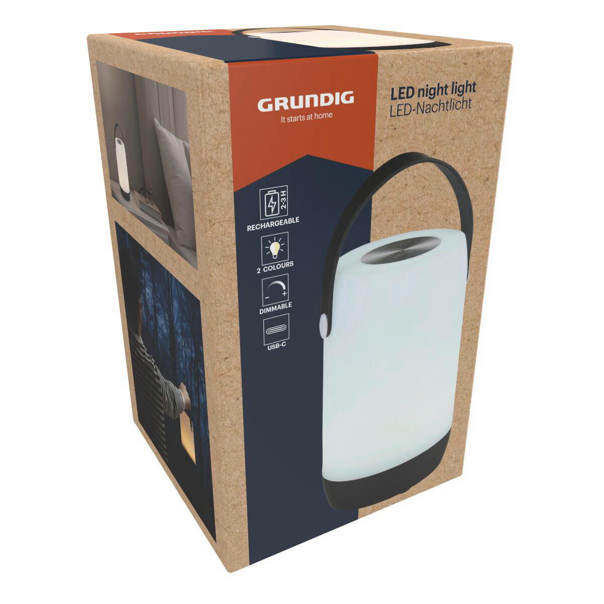 LED-Nachtlicht weiß schwarz B/H/D: ca. 10,5x10,5x18,8 cm Akku-LED-Tischleuchte - weiß/schwarz (18,80/10,50cm) - Grundig