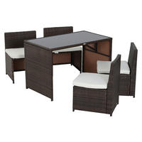 Outsunny Garnitur braun Polyrattan Polyrattan_Garnitur_5tlg. - braun/creme - Outsunny
