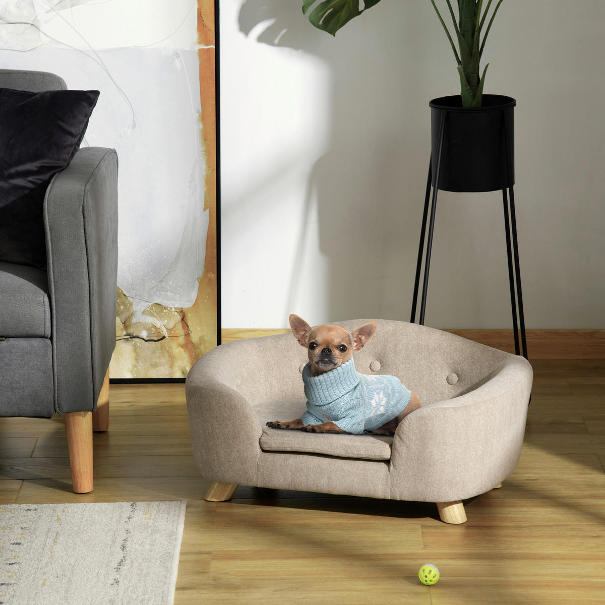 PawHut Hundebett weiß Kiefer B/H/L: ca. 47x30x70 cm Hundebett - weiß (70,00/47,00/30,00cm) - PawHut