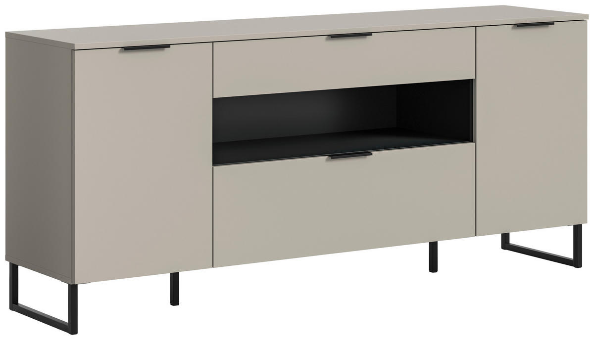 Sideboard Noida Kaschmirgrau Nachbildung schwarz B/H/T: ca. 80x185x41 cm Noida - schwarz (80,00/185,00/41,00cm) - xonox.home