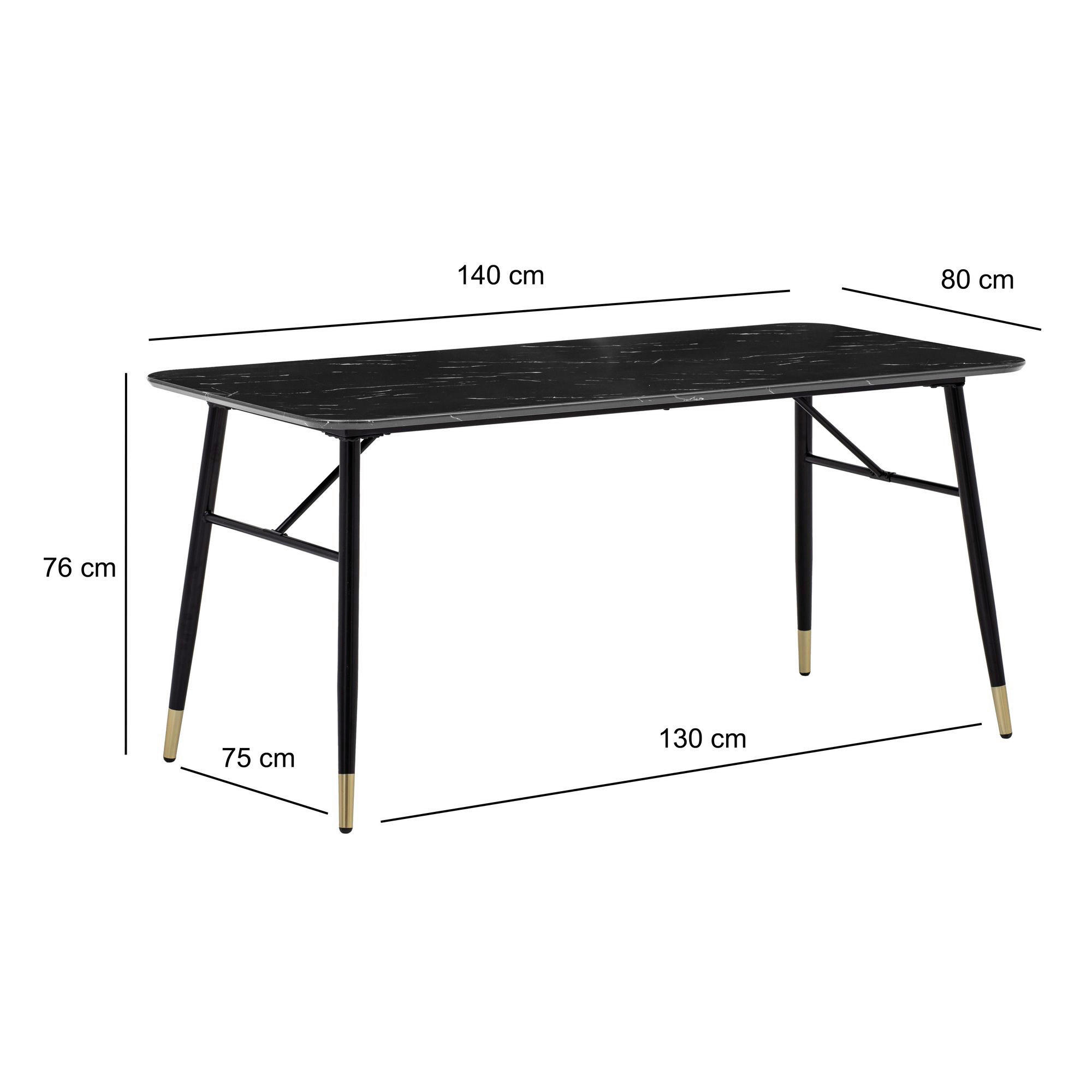 Thumbnail - Esstisch schwarz Marmor Optik B/H/T: ca. 140x76x80 cm