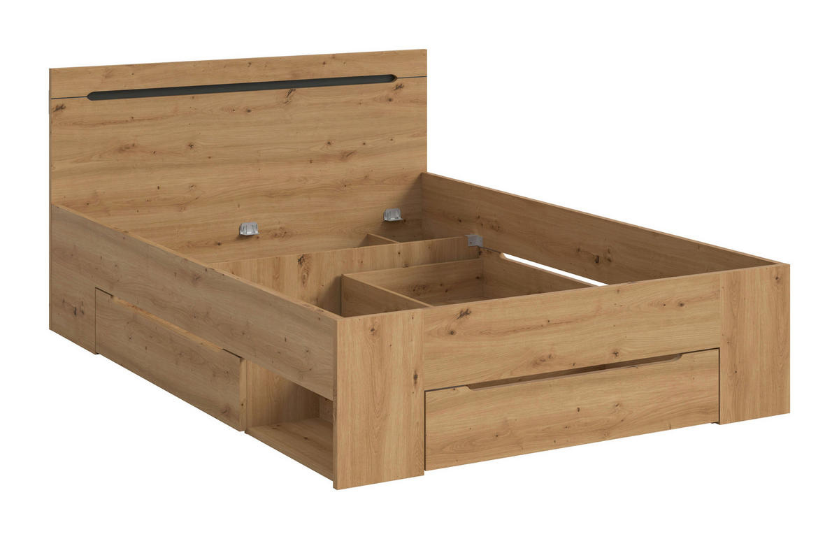 Bett CANU basaltgrau Artisan Nachbildung CANU - basaltgrau (144,00/87,00/205,00cm) - xonox.home