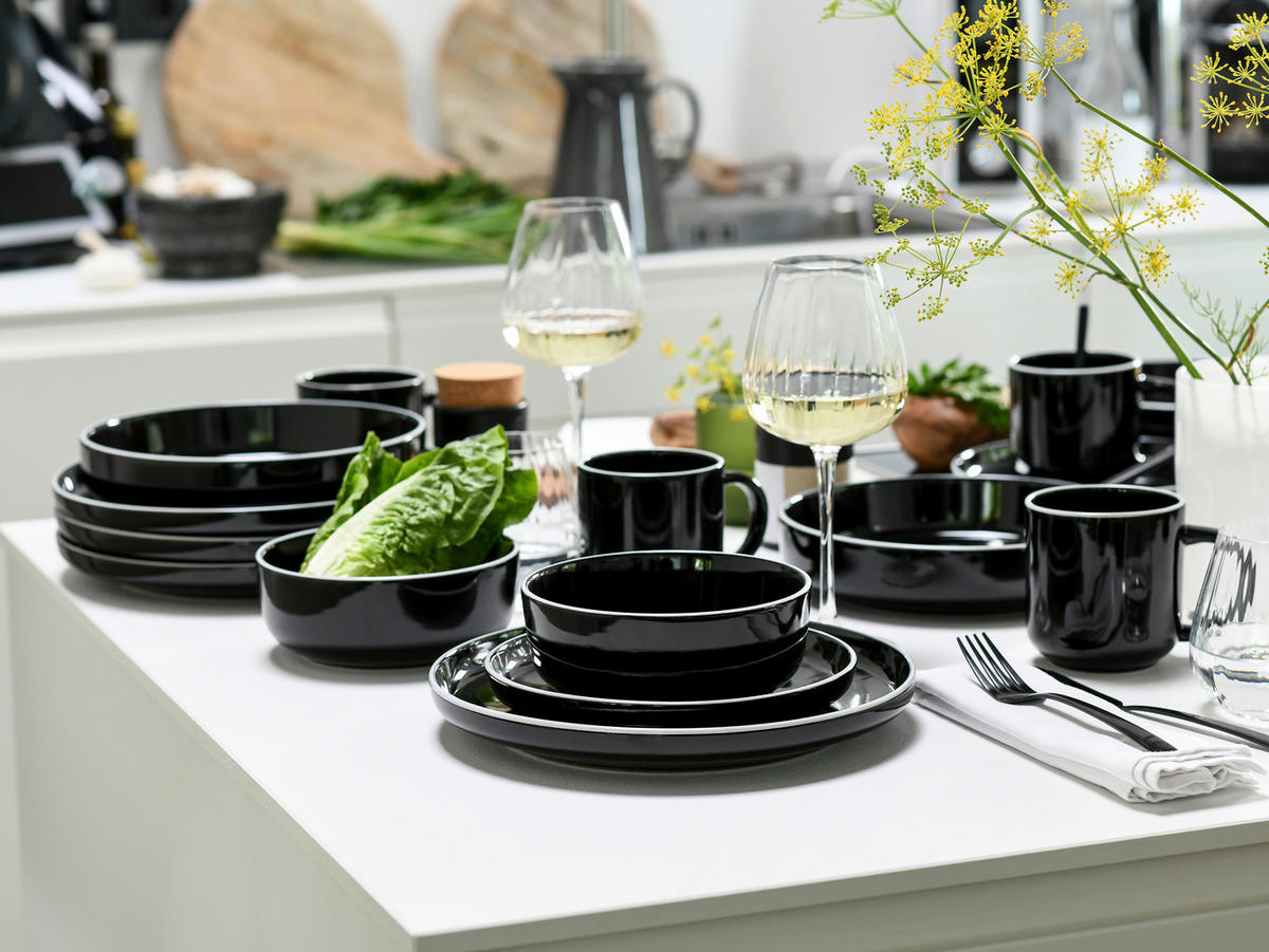 CreaTable Kombiservice Nordic Gourmet schwarz Steinzeug 30 tlg. Nordic Gourmet - schwarz - CreaTable