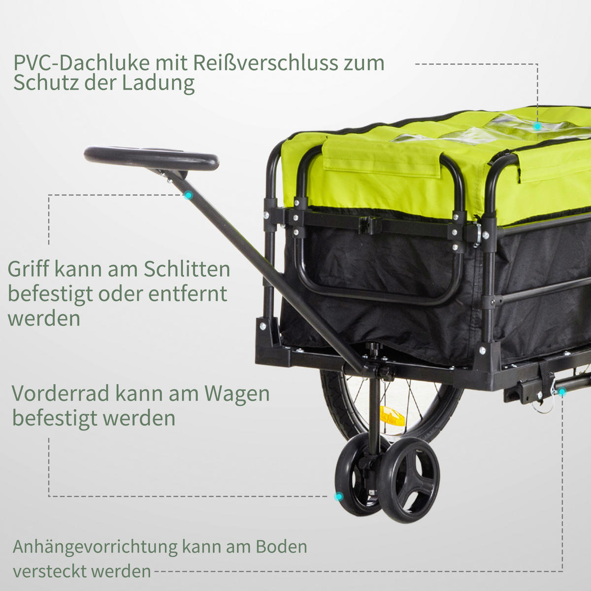 HOMCOM Fahrradanhänger gelb gelb B/H/L: ca. 64x103x130 cm Fahrradanhänger - gelb/schwarz (130,00/64,00/103,00cm) - HOMCOM