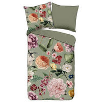 Baumwoll Bettwäsche Fiori Satin Fiori - grün (200,00/200,00cm) - Descanso