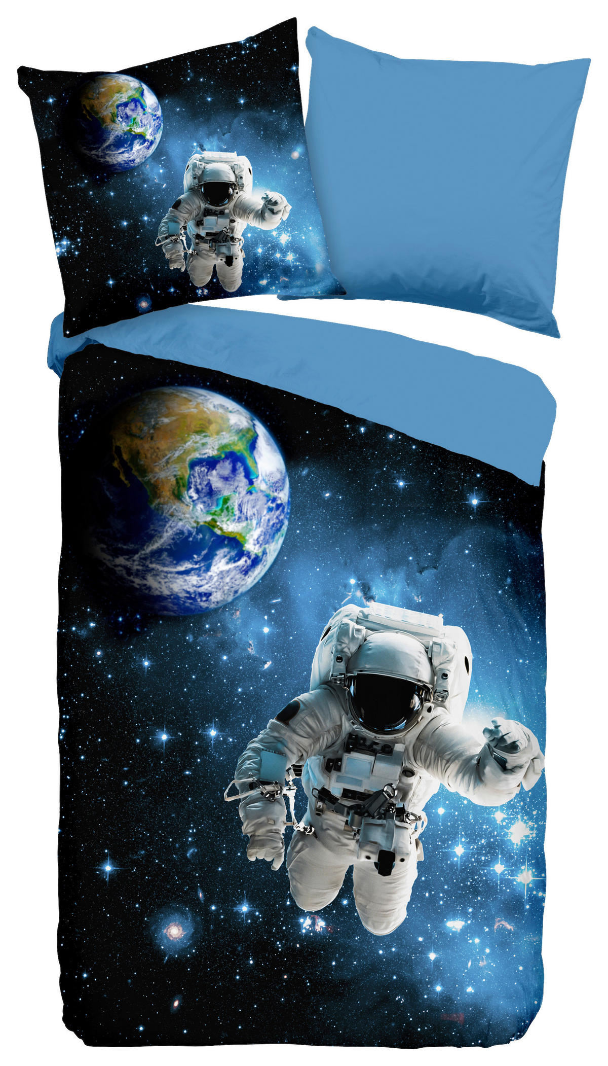 Baumwoll Bettwäsche Astronaut Renforce Astronaut - blau (135,00/200,00cm) - Good Morning