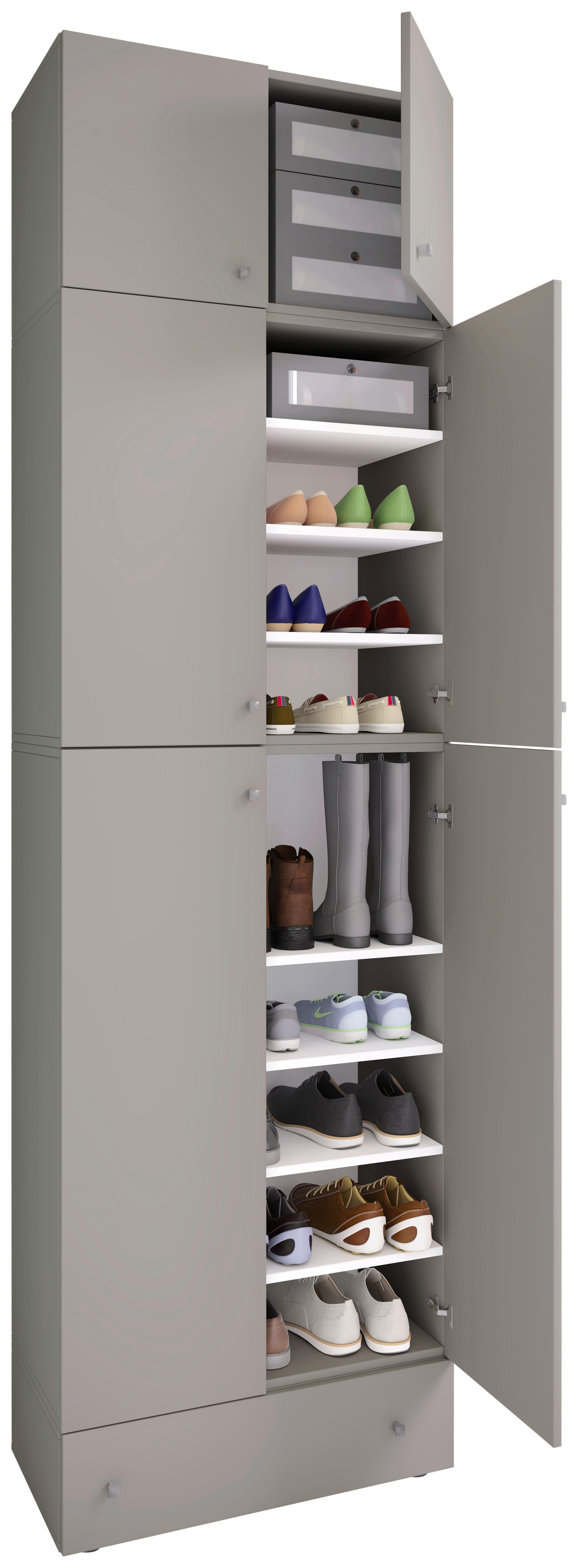 Schuhschrank Lona grau weiß B/H/T: ca. 70x240x39 cm Lona - weiß/grau (70,00/240,00/39,00cm) - VCM Möbel