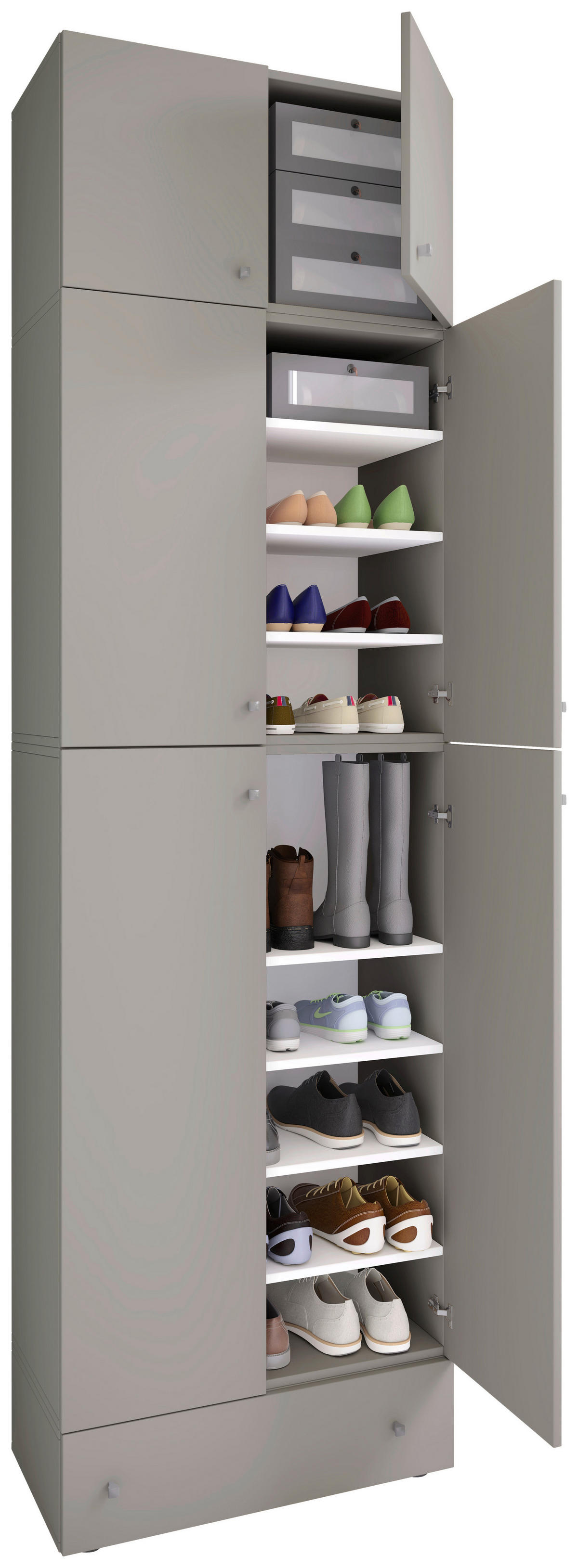 Schuhschrank Lona grau weiß B/H/T: ca. 70x240x39 cm Lona - weiß/grau (70,00/240,00/39,00cm) - VCM Möbel