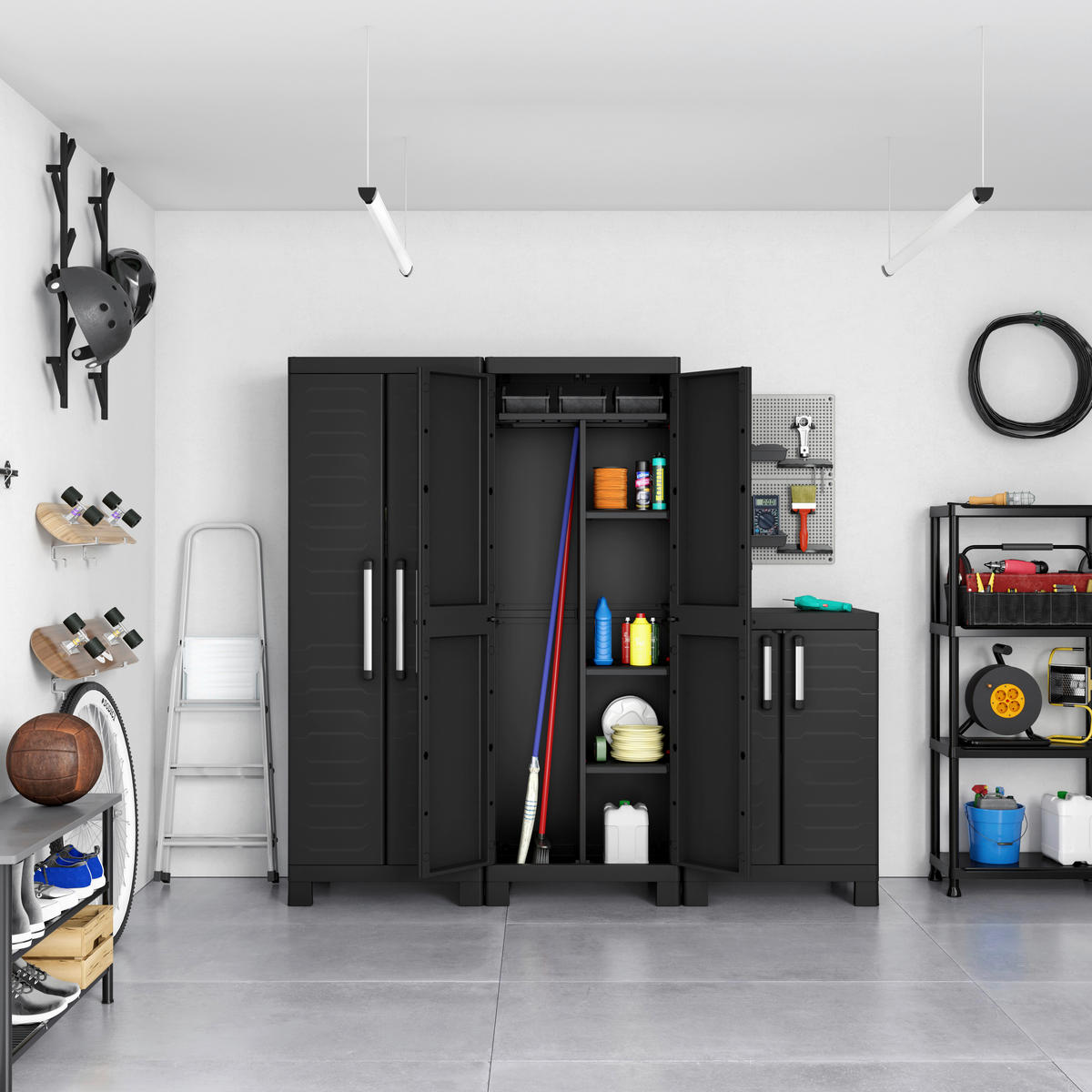 Keter Kunststoffschrank Detroit schwarz Kunststoff B/H/T: ca. 65x182x45 cm Detroit - schwarz (65,00/182,00/45,00cm) - Keter