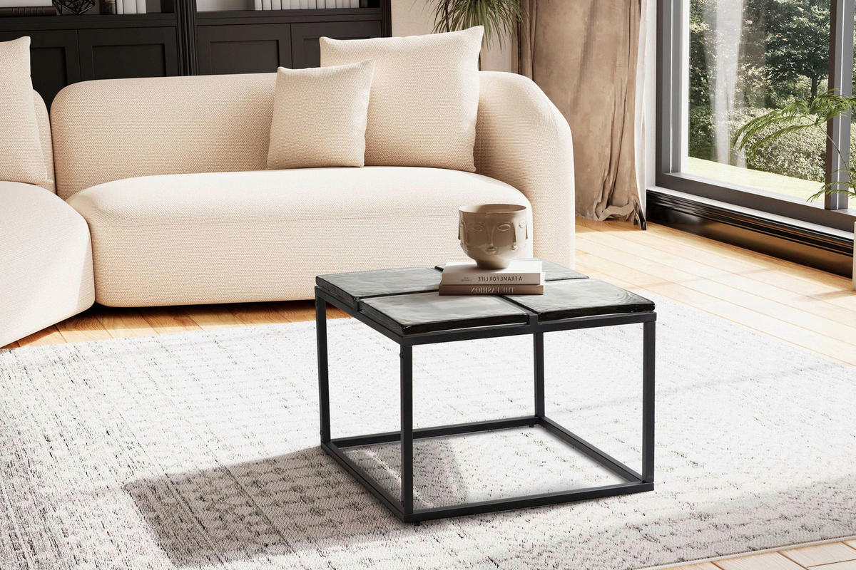 Couchtisch klar schwarz B/H/T: ca. 58x43,5x58 cm Couchtisch - klar/schwarz (58,00/43,50/58,00cm) - Wohnling