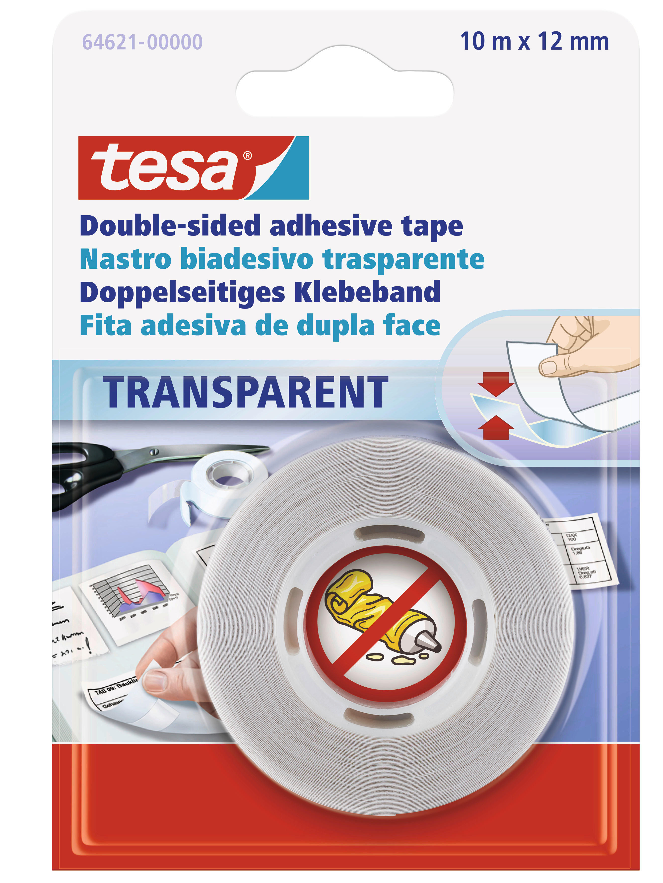 tesa Klebeband B/L: ca. 1,2x1000 cm Klebeband_doppelseitig 10mx12mm - transparent (1,20/1000,00cm) - tesa
