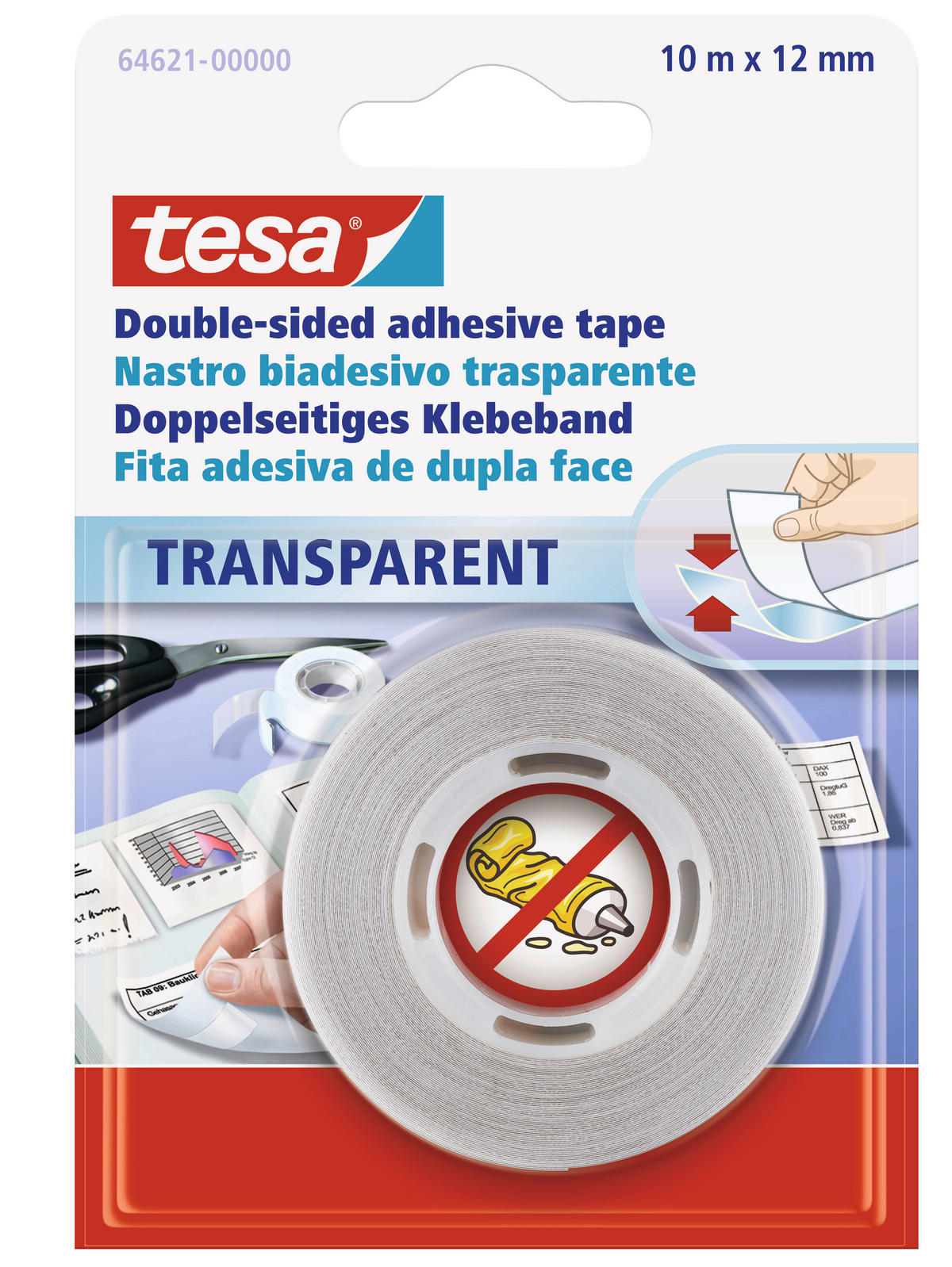 tesa Klebeband B/L: ca. 1,2x1000 cm Klebeband_doppelseitig 10mx12mm - transparent (1,20/1000,00cm) - tesa