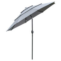 Outsunny Sonnenschirm dunkelgrau Stahl H/D: ca. 235x265 cm Sonnenschirm - schwarz/dunkelgrau (265,00/235,00cm) - Outsunny