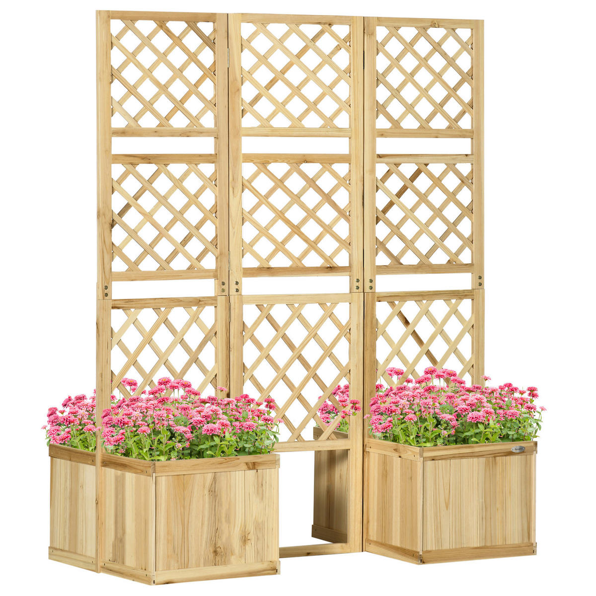 Outsunny Paravent mit Blumenkasten Paravent_mit_Blumenkasten - natur (133,00/62,00/165,00cm) - Outsunny