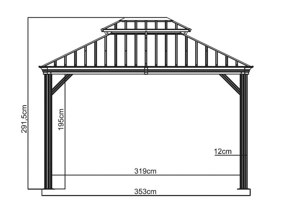 Sojag Pavillon Messina champagner Metall B/H/L: ca. 363x292x298 cm Messina - champagner (298,00/363,00/292,00cm) - Sojag