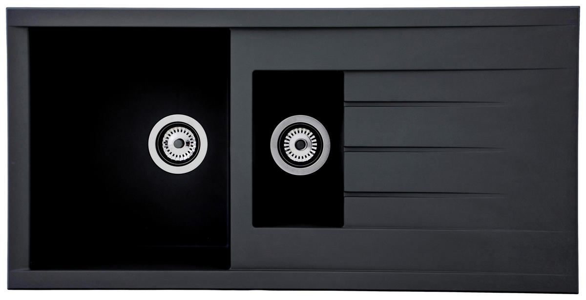 Respekta Einbauspüle Houston 100 x 50 S schwarz Mineralite B/H/T: ca. 100x21x50 cm Houston 100 x 50 S - schwarz (100,00/21,00/50,00cm) - Respekta