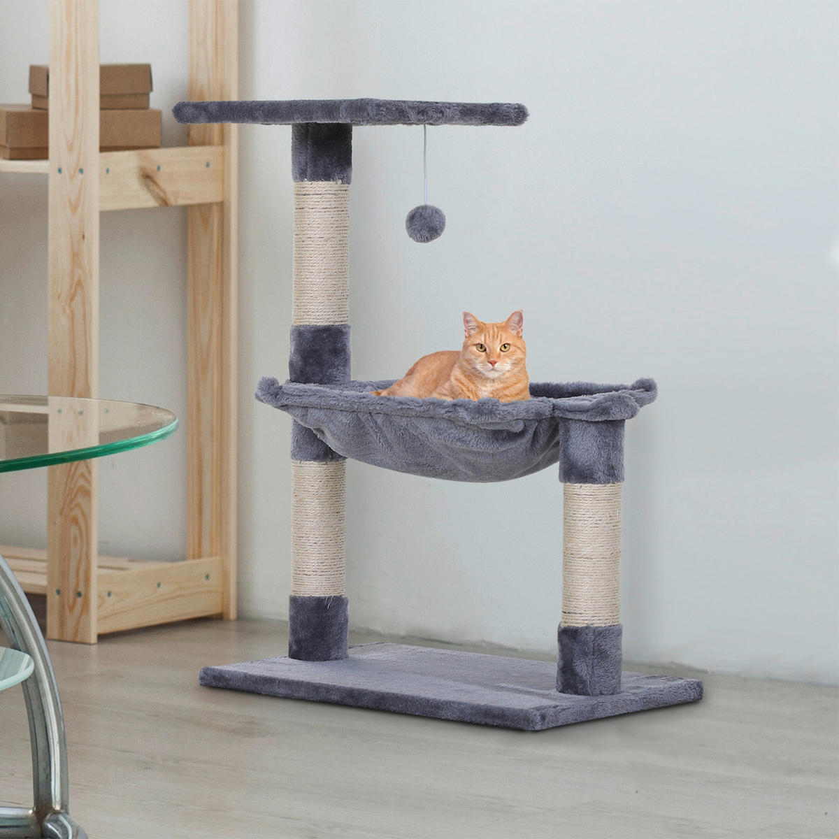 PawHut Katzenbaum grau Spanplatte B/H/L: ca. 36x70x50 cm Katzenbaum - grau (50,00/36,00/70,00cm) - PawHut
