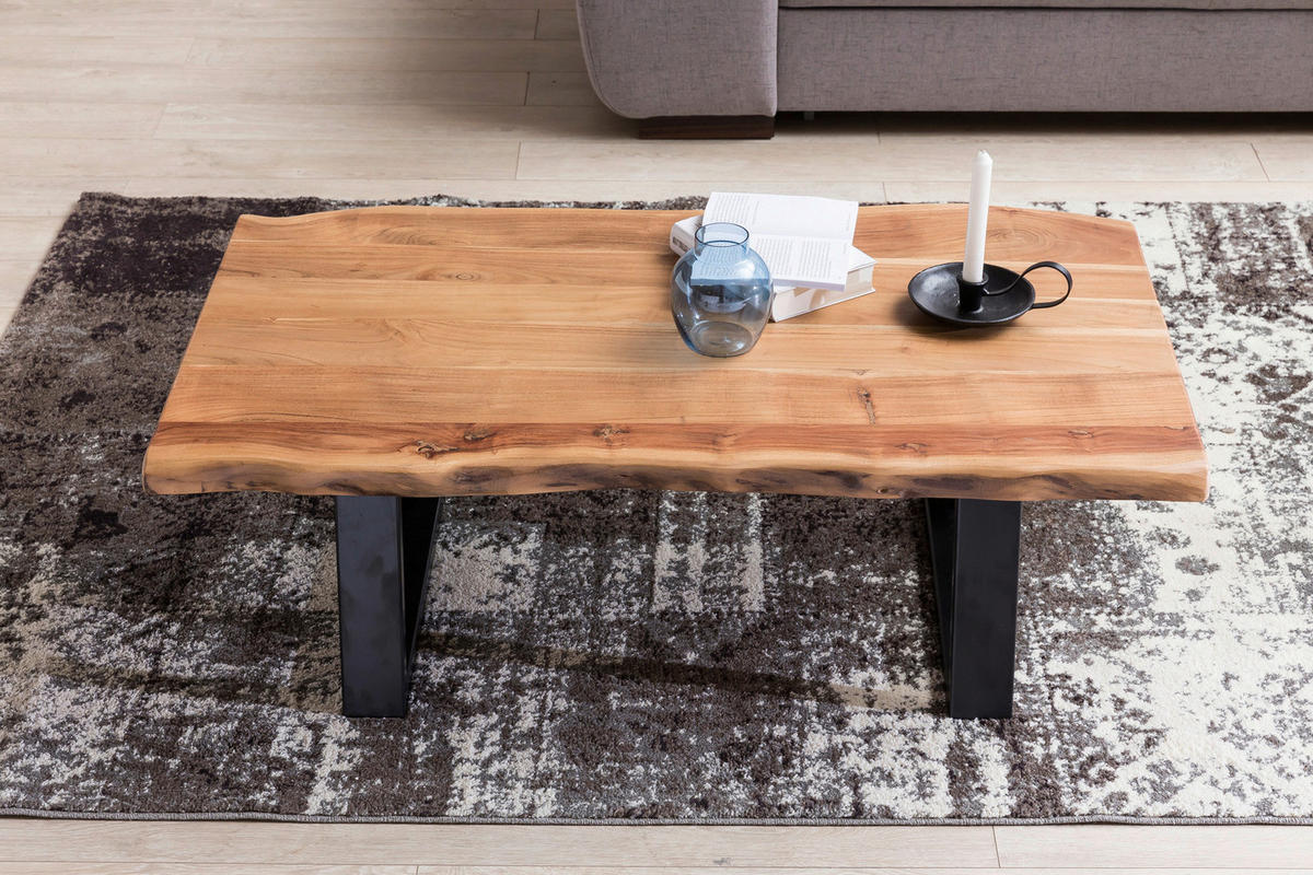 Couchtisch natur schwarz B/H/T: ca. 115x40x61 cm Couchtisch - natur/schwarz (115,00/40,00/61,00cm) - Wohnling
