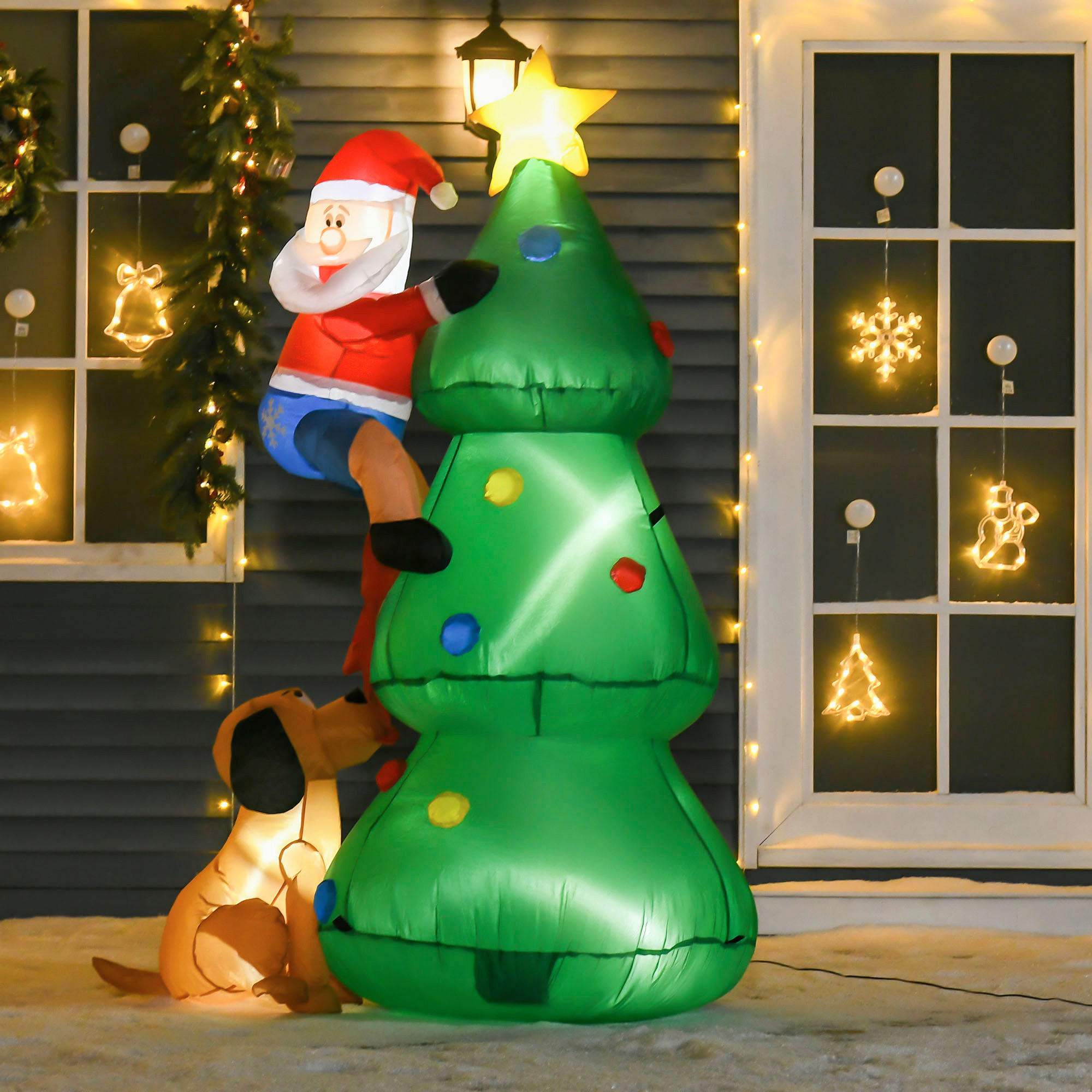 HOMCOM Aufblasartikel Aufblasbare_Weihnachtsdekoration - grün (180,00/85,00/123,00cm) - HOMCOM