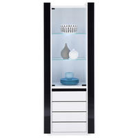 Vitrine Savona weiß Hochglanz schwarz Hochglanz B/H/T: ca. 73x185x45 cm Savona - weiß/schwarz (73,00/185,00/45,00cm)