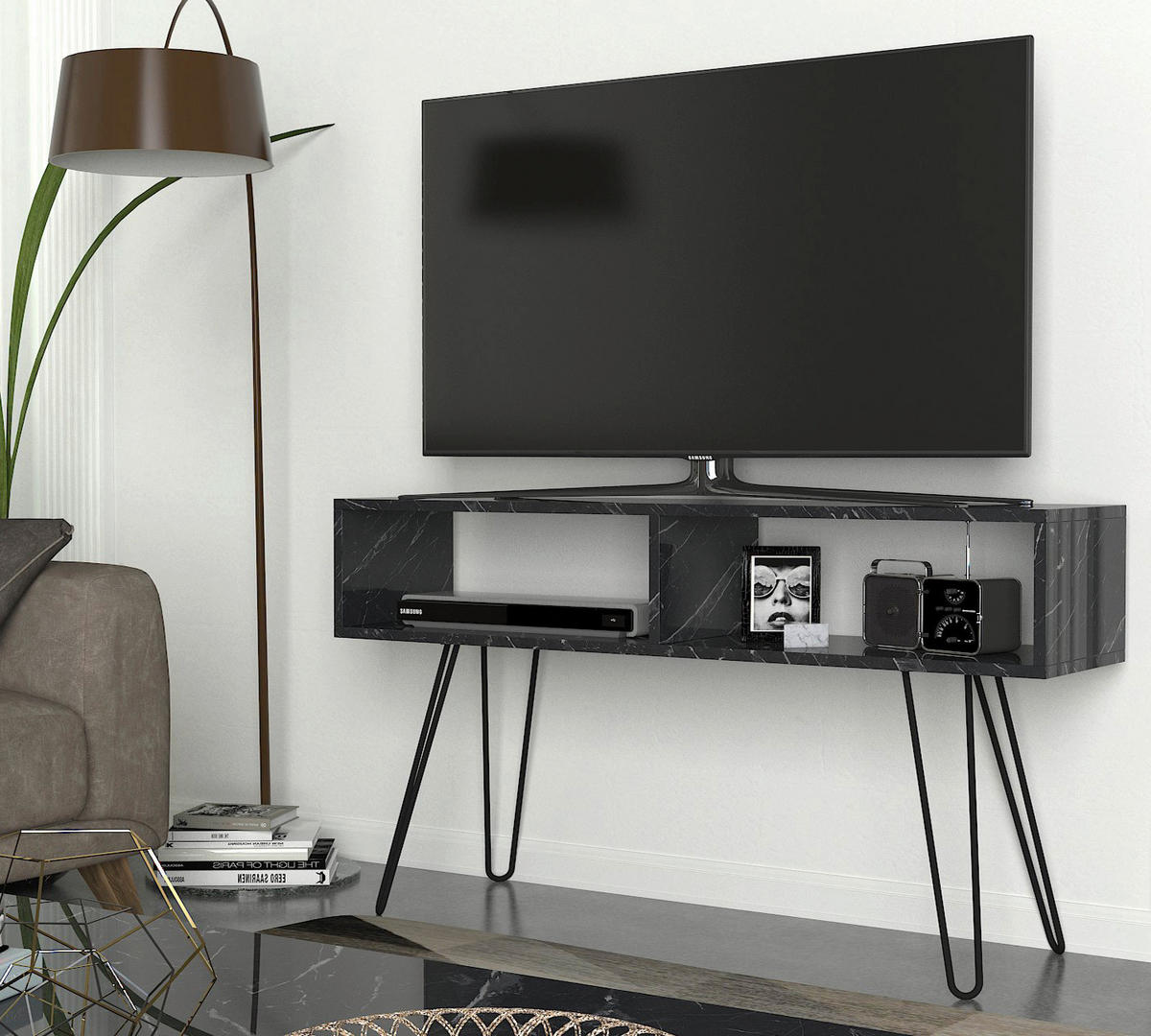 TV-Lowboard Alya Marmoroptik B/H/T: ca. 120x68,5x29,5 cm Alya - Marmoroptik (120,00/68,50/29,50cm) - moebel17