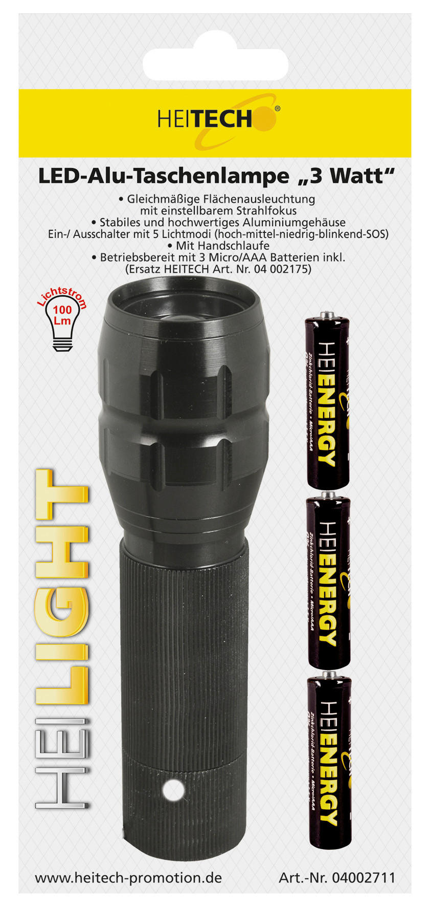 Heitech Taschenlampe 04002711 Alu LED-Alu-Taschenlampe_Heitech - Alu (3,30cm) - Heitech