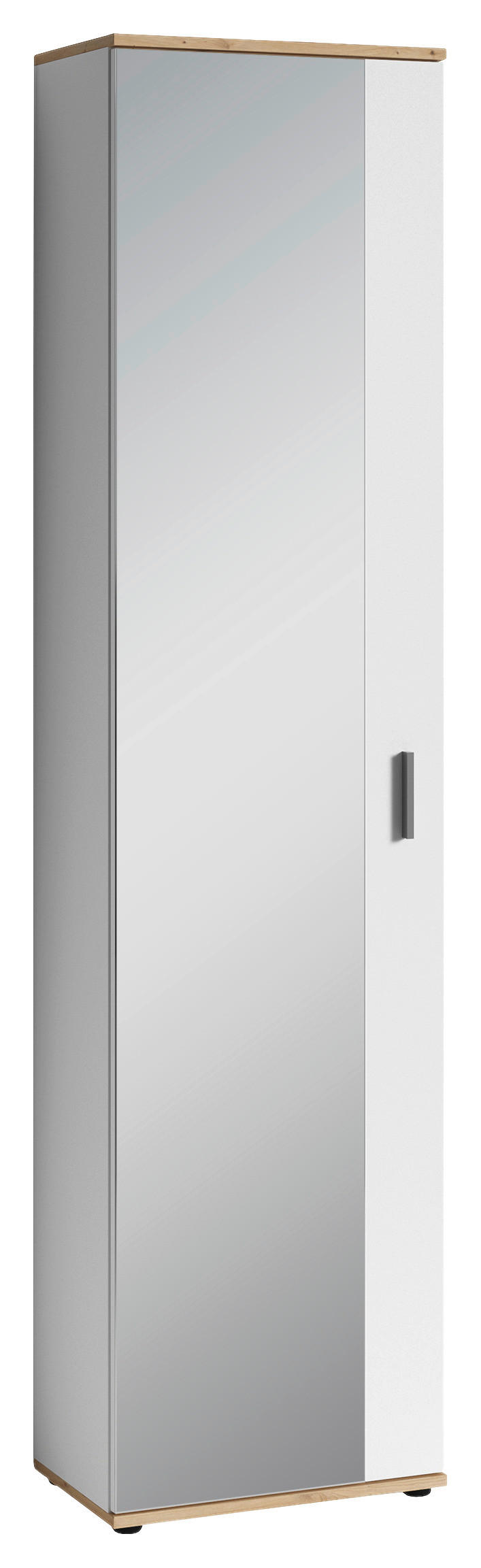 Hochschrank JAKOB weiß Eiche Nachbildung B/H/T: ca. 49x196x30 cm JAKOB - Eiche/weiß (49,00/196,00/30,00cm) - byLIVING
